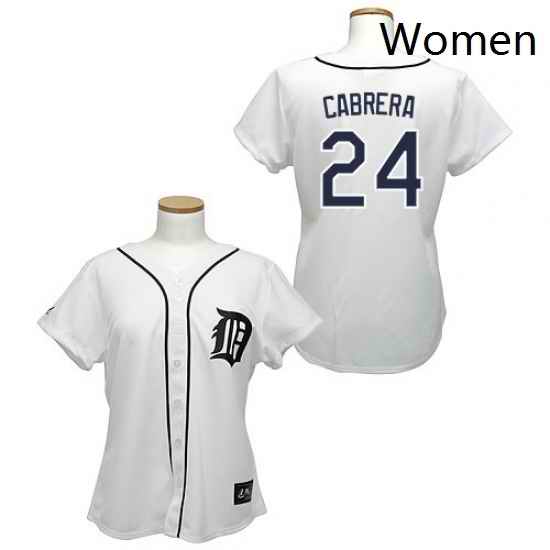 Womens Majestic Detroit Tigers 24 Miguel Cabrera Authentic White MLB Jersey